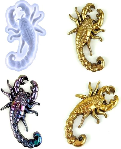 Fogun Moldes de silicona para llavero en forma de escorpión molde de resina en forma de escorpión para colgar en la pared decoración del dormitorio