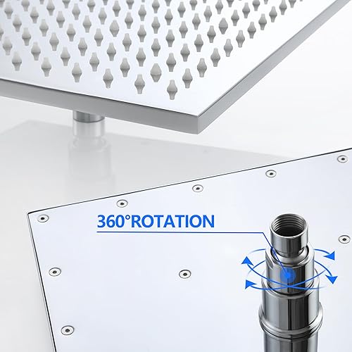 Miniatura 5 de SKOWLL Juego de grifo de ducha de baño LED de 12 pulgadas, sistema de accesorios de ducha de lluvia, juego de cabezal de ducha de montaje en pared