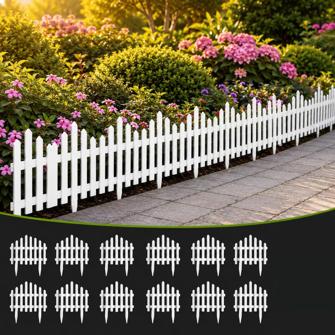 Fence for Garden Edging Border Fencing for Garden Fence Outdoor Plastic Resistant PVC Garden Fence Decorative - Flower Bed Fencing for Pathway, Yard, Lawn Lawn Pathway & Flower Beds (Pack 12)-picture-28