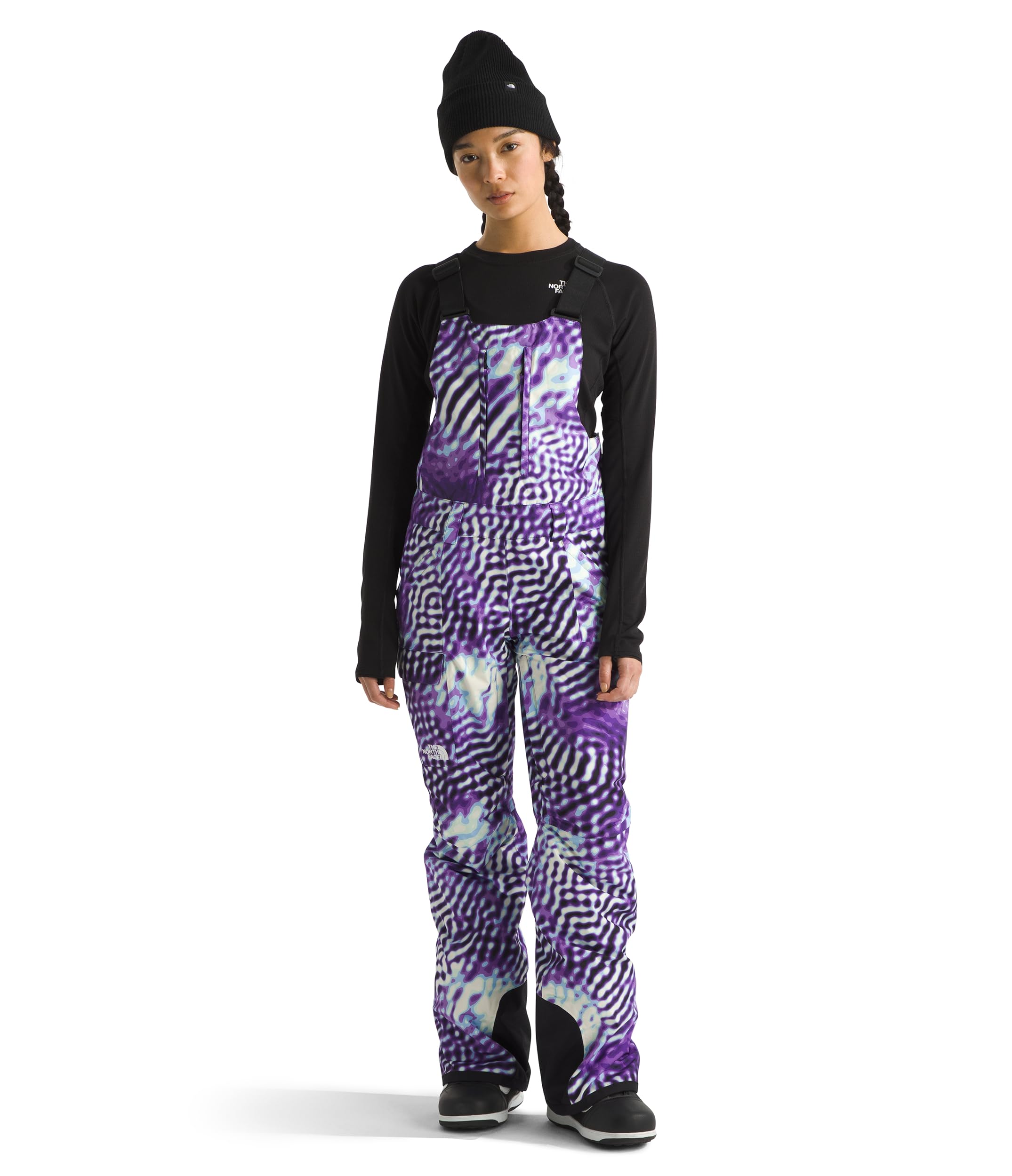 THE NORTH FACE Women's Freedom Insulated Bib (Standard and Plus Size), TNF Purple The Lift Print, X-Small Short