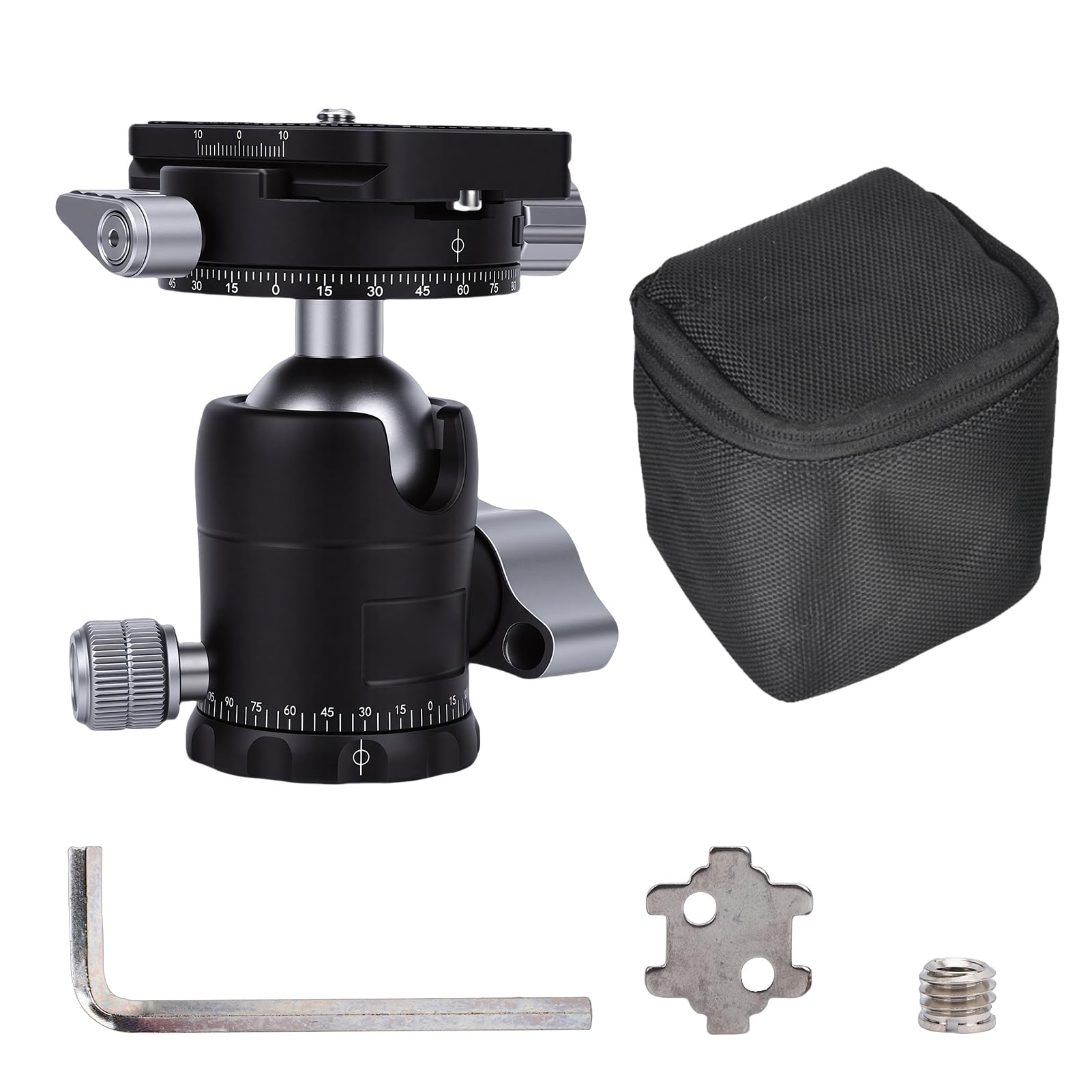 Generic Testa a Sfera Panoramica Rotante a 360° da 30 Mm, Testa Professionale per Treppiede in Metallo, con Piastra a Sgancio Rapido con capacità di Carico di 17,6 Libbre, Compatibile con