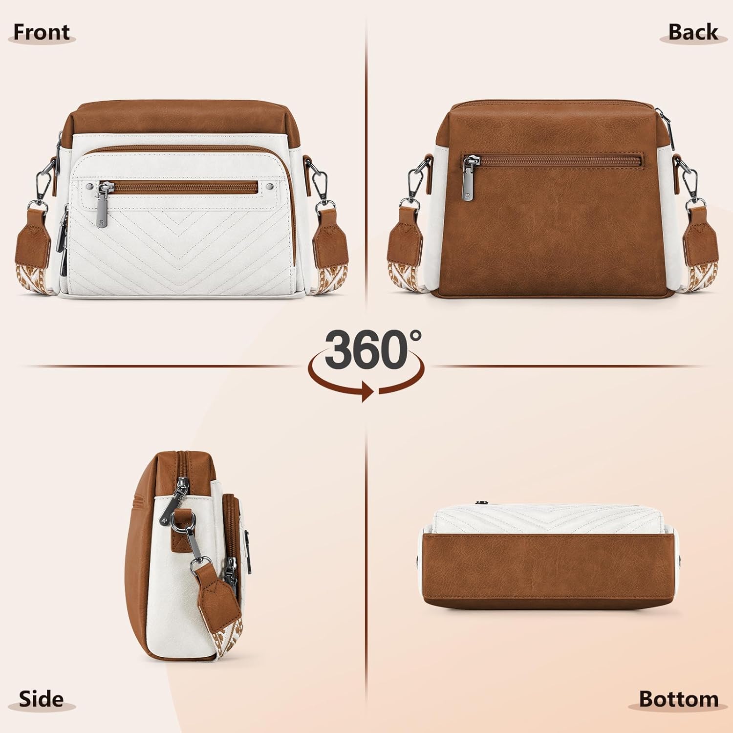 Crossbody Bags for Women, Small Cross Body Purses, Leather Women’s Crossbody Handbag with Built in Wallet