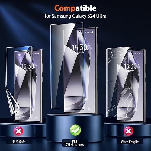 Miniatura 7 de UniqueMe 2Pack for Samsung Galaxy S24 Ultra Screen Protector, 3-Second Installation3D Curved Full CoverageNot BubblesFingerprint SupportNot Glass 7H
