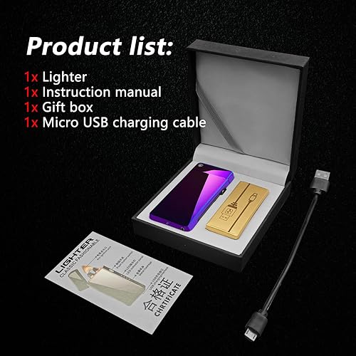 Miniatura 7 de BABOBIU Electric Lighter Rechargeable Lighters Arc Lighter Windproof Lighters Metal Body Battery Display Big Arc Flame Push Button Type-C Fast