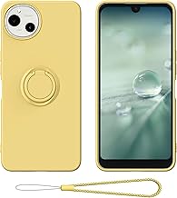 For AQUOS Wish5 SH-52F ケース リング付き リング スマホケース 【Kibnco】シャープ アクオス wish 5 携帯ストラップ スマホリング かわいい スマホ バンカーリング スマホカバー 対応 (イェロー)