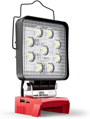 LIVOWALNY Luz de trabajo LED portátil compatible con batería Milwaukee de 18 V, 48 W 4800 LM, linterna de luz de inundación inalámbrica con 48