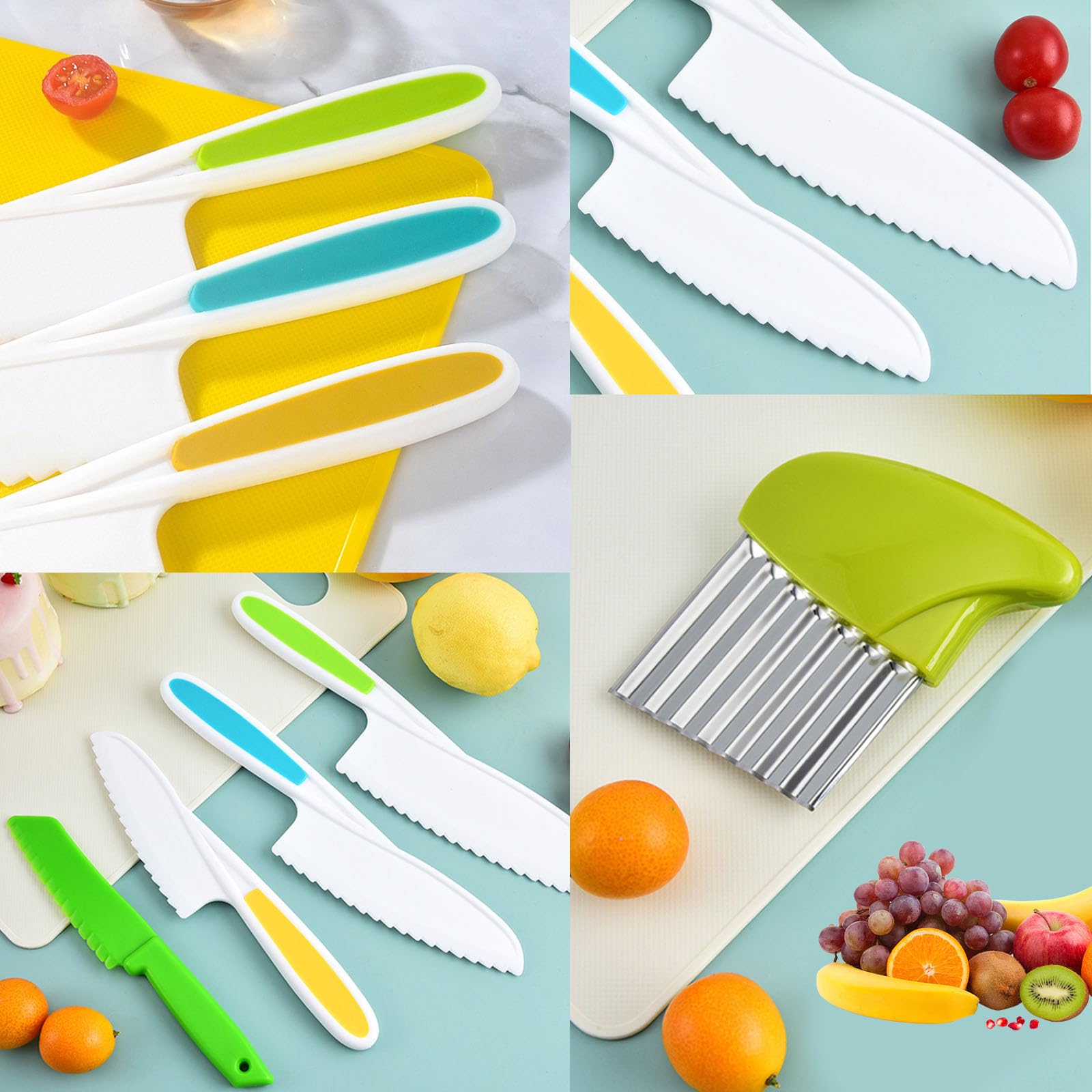 Kit 15 Pièces Couteaux Sécurité Enfants – Lame Dentelée, Planche, Tablier – Cuisine Montessori Dès 2 Ans