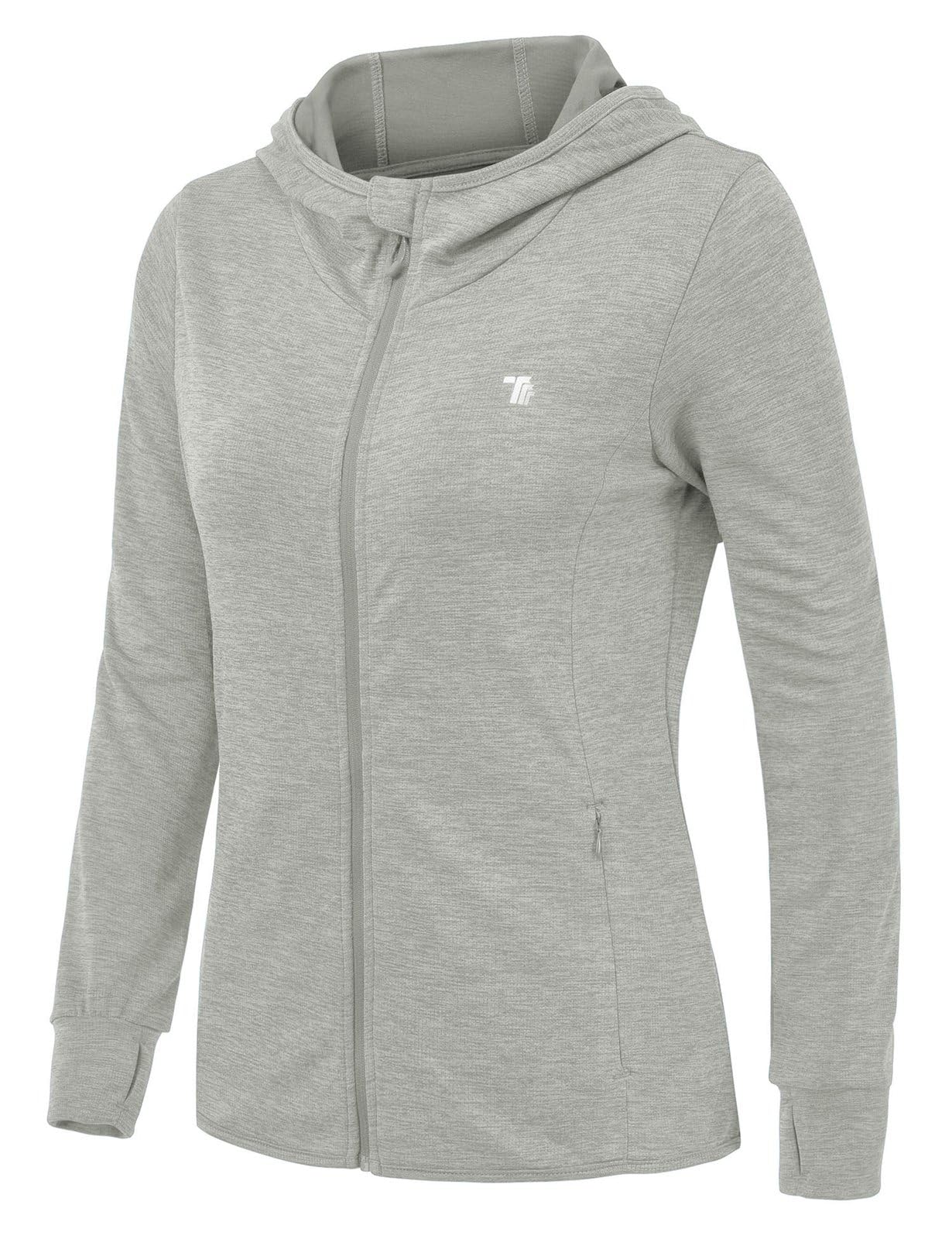 Rdruko Laufjacke Damen mit Kapuze UPF 50+ UV Sonnenschutz Hoodie Full Zip Sportjacke Leicht Fahrradjacke Langarm für Laufen Yoga Fitness