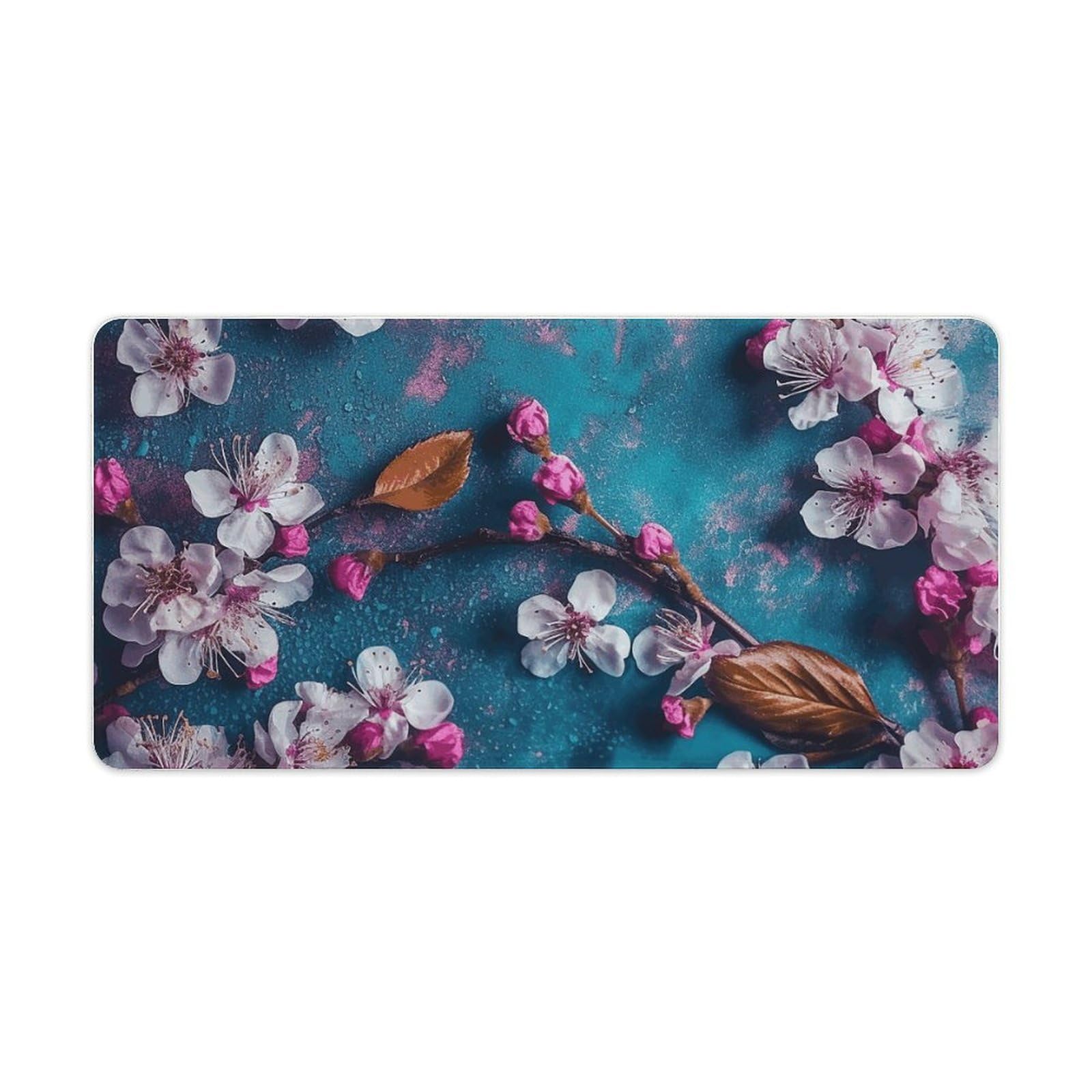 Tapis de souris caoutchouc imprimé fleurs bleu antidérapant pour ordinateur - 8