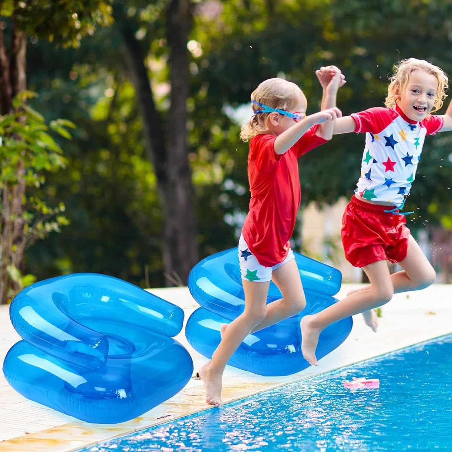 Inflatable Chair, Waterproof PVC Blow Up Chairs with 2 Air Vents, Portable Swimming Aider, Floating Seat for Boys Girls, Air Couches for Camping