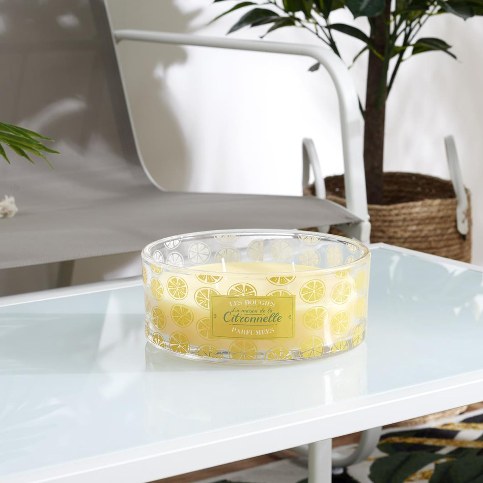 Zestaw 3 świec zapachowych z 4 pasemkami limonki z woskiem parafinowym o zapachu cytryny