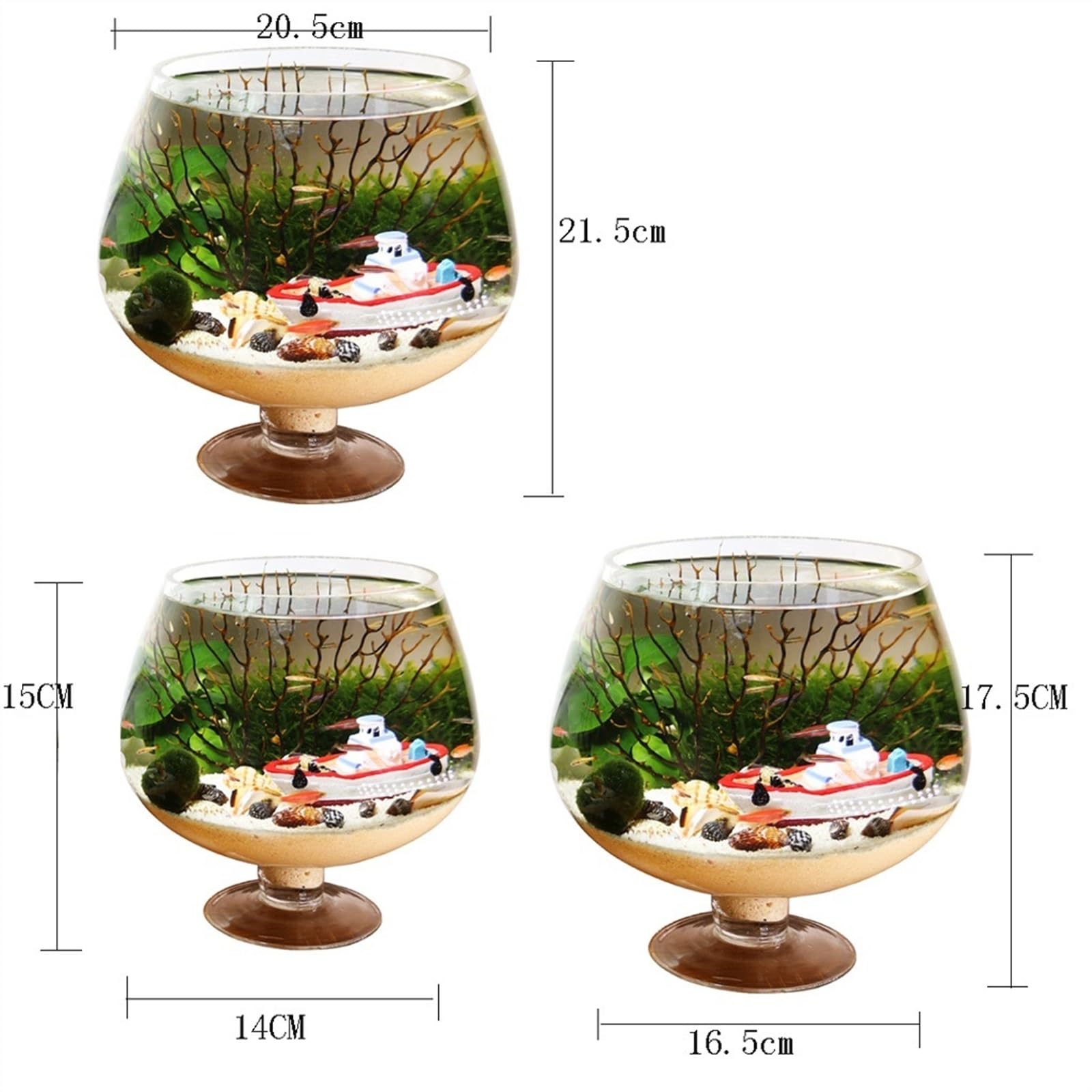 Acuario Tanque de Peces en Forma de Copa, Tanque de Peces, Acuario, Botella ecológica de Escritorio, Tanque de Peces pequeño, Agua de Vidrio Transparente for Mascotas Peces Acuario(Grande)