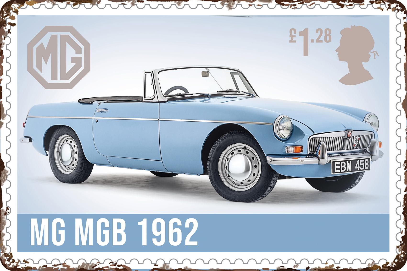 LUCKYLINDE Retro Blechschild passend für MG Oldtimer Fans und Liebhaber, Werkstatt und Garagen Schild, 20 x 30 cm - MGB V7