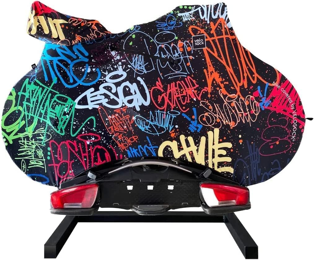 VELOSOCK Bicycle Cover for Car Racks Grafitti - Full Bike Protection, Travel-Friendly, Water-Resistant, and Durable - for ROAD bikes