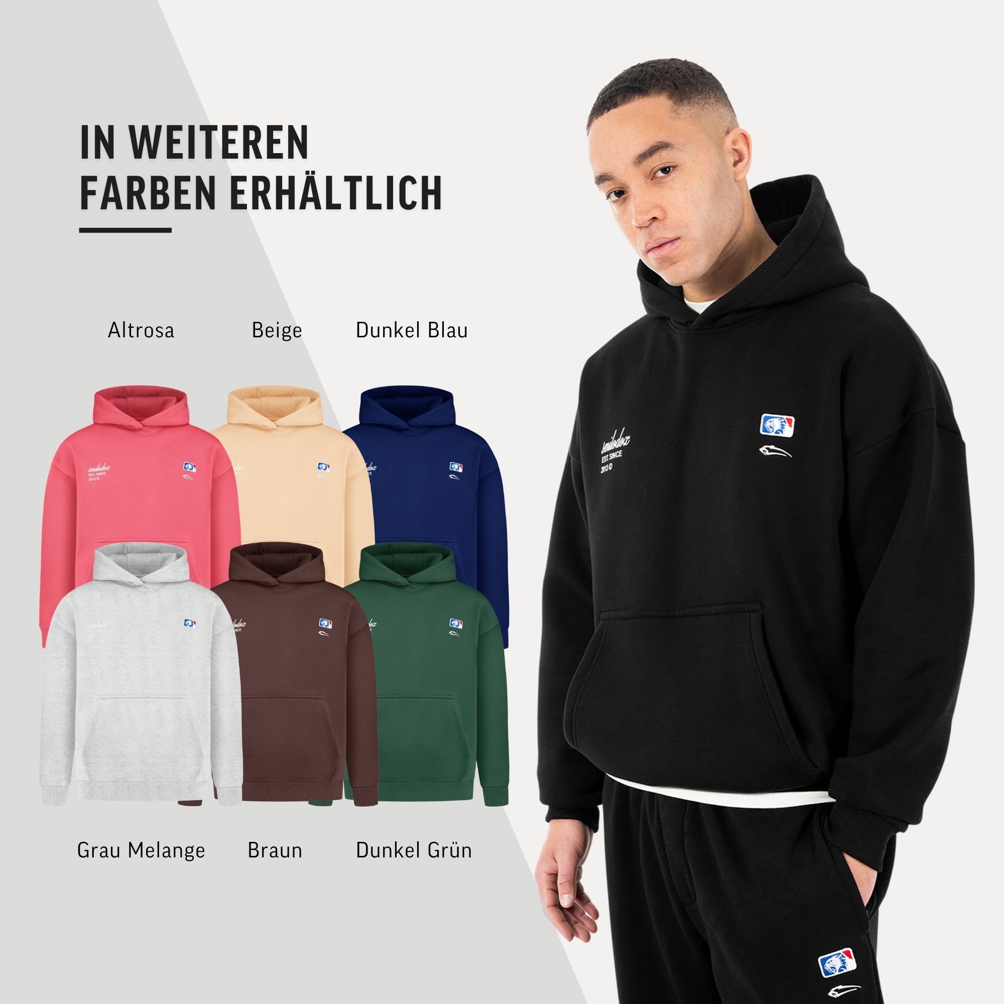 SMILODOX Hoodie Herren Striver, Oversized Kapuzenpullover mit Kängurutasche und Backprint, Pullover mit Rippbündchen, Streetwear, Baggy Fit, Casual Fit, Sportbekleidung für Gym & Freizeit