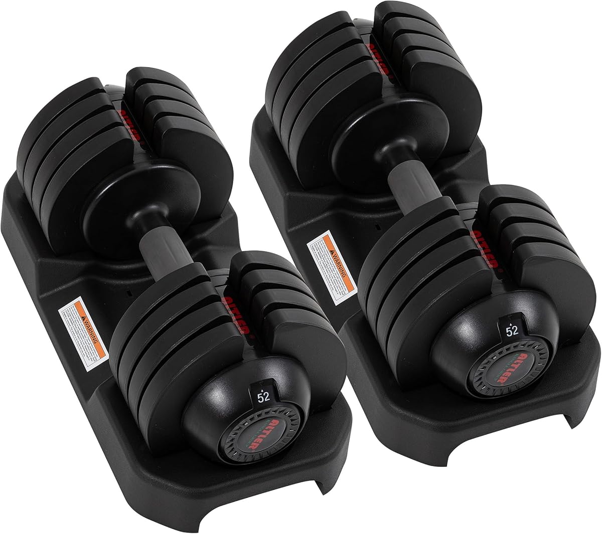 ALTLER Adjustable Dumbbell Set, 25/52LB Pair with Tray for Workout Strength Training Fitness, Adjustable Weight Dial Dumbbell with Anti-Slip Handle and Weight Plate for Home Exercise