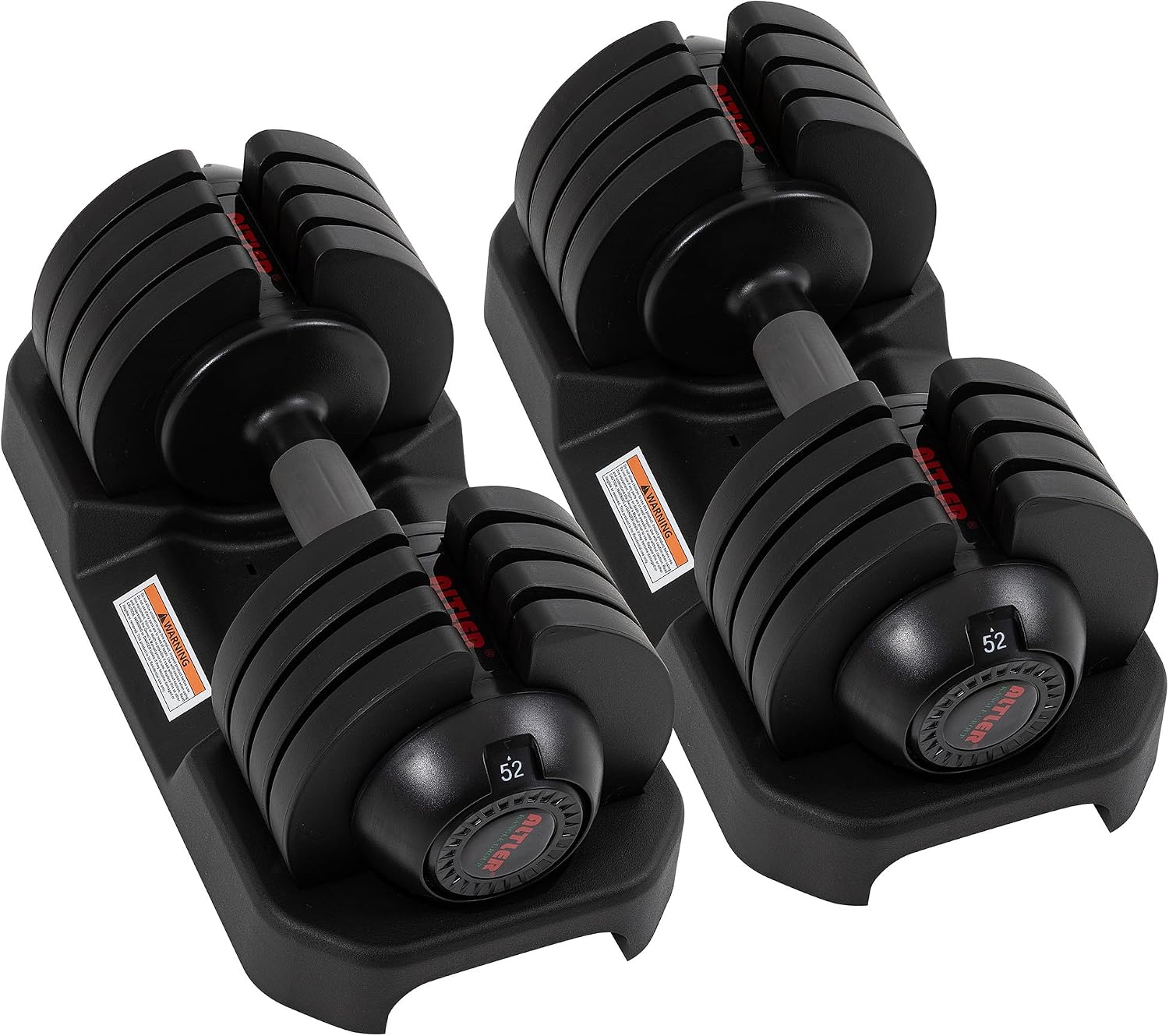 ALTLER Adjustable Dumbbell Set, 25/52LB Pair with Tray for Workout Strength Training Fitness, Adjustable Weight Dial Dumbbell with Anti-Slip Handle and Weight Plate for Home Exercise