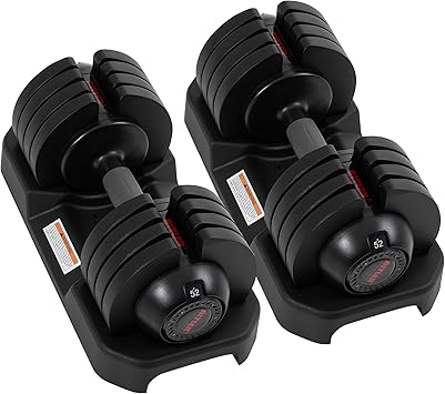 ALTLER Adjustable Dumbbell Set, 25/52LB Pair with Tray for Workout Strength Training Fitness, Adjustable Weight Dial Dumbbell with Anti-Slip Handle and Weight Plate for Home Exercise