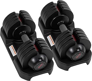 ALTLER Adjustable Dumbbell Set, 25/52LB Pair with Tray for Workout Strength Training Fitness, Adjustable Weight Dial Dumbbell with Anti-Slip Handle and Weight Plate for Home Exercise