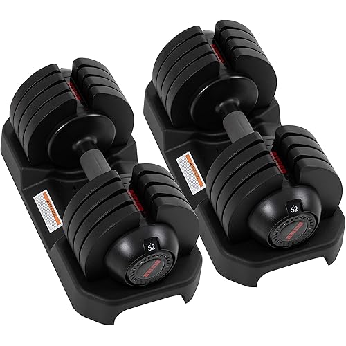 ALTLER Adjustable Dumbbell Set, 25/52LB Pair with Tray for Workout Strength Training Fitness, Adjustable Weight Dial Dumbbell with Anti-Slip Handle and Weight Plate for Home Exercise