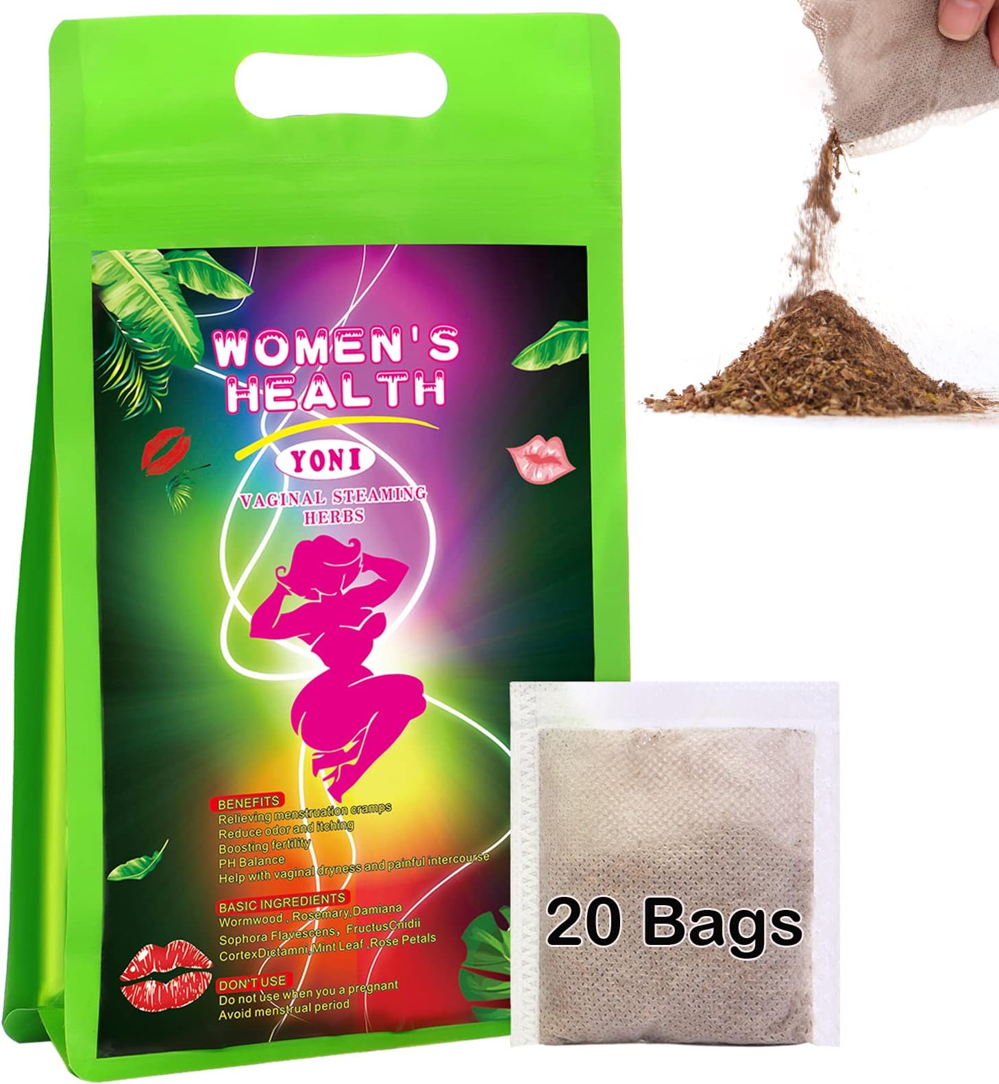 Yoni Steam Herbs for Cleansing(20 Bags), Yoni herbs for Steaming,100% Organic Herbal Blend V Steaming Herbs for Women Cleansing