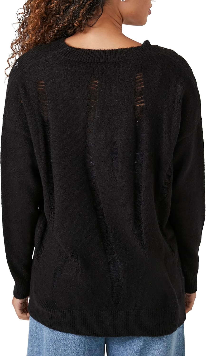 Forever 21 Womens Open-Knit V-Neck Sweater - Image 3