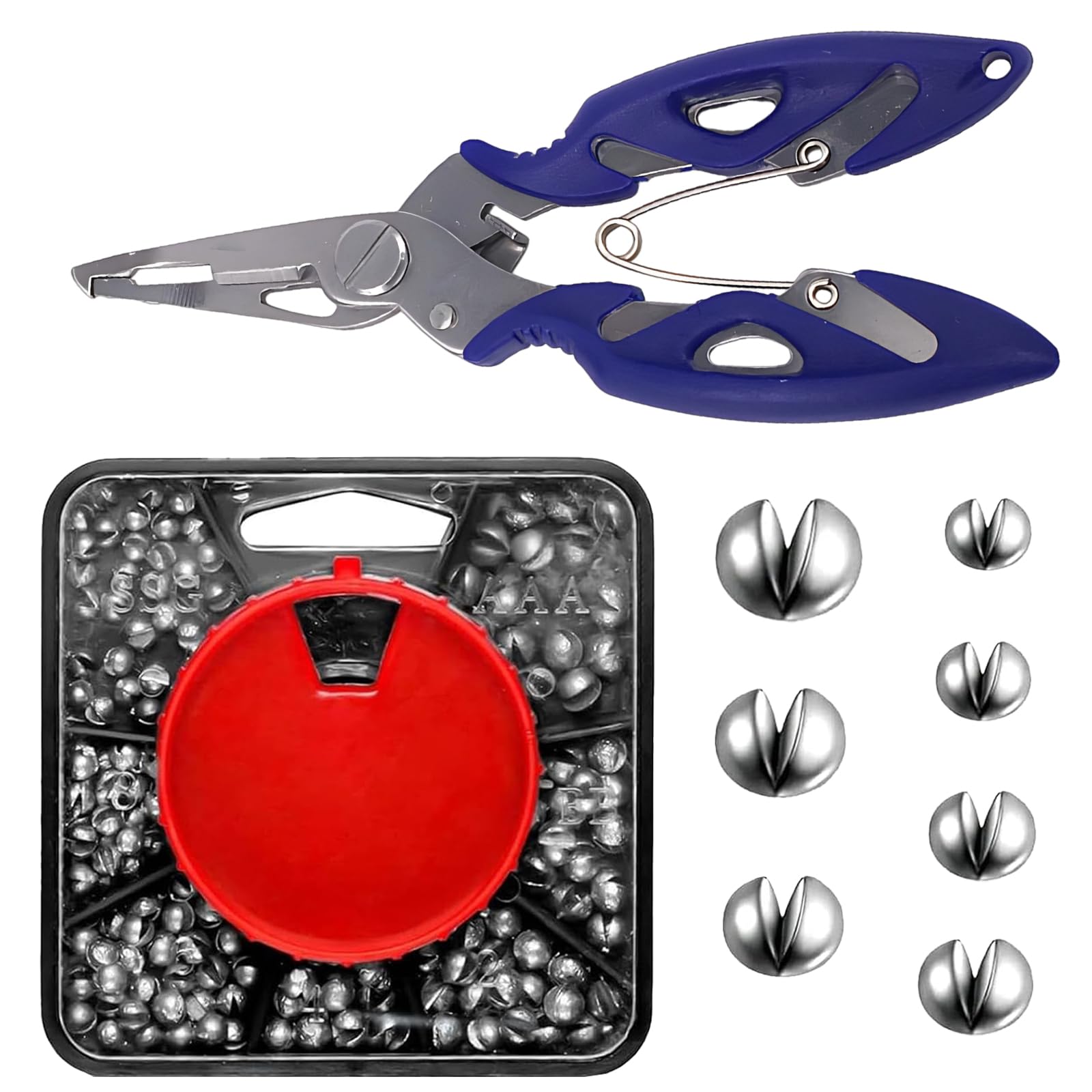 Split Shot Fishing Weights, Fishing Weight Shots, 180 Pcs Fishing Weights With Pliers And Compartment Box, 7 Sizes Fishing Shot, They Suitable For Coarse Angling