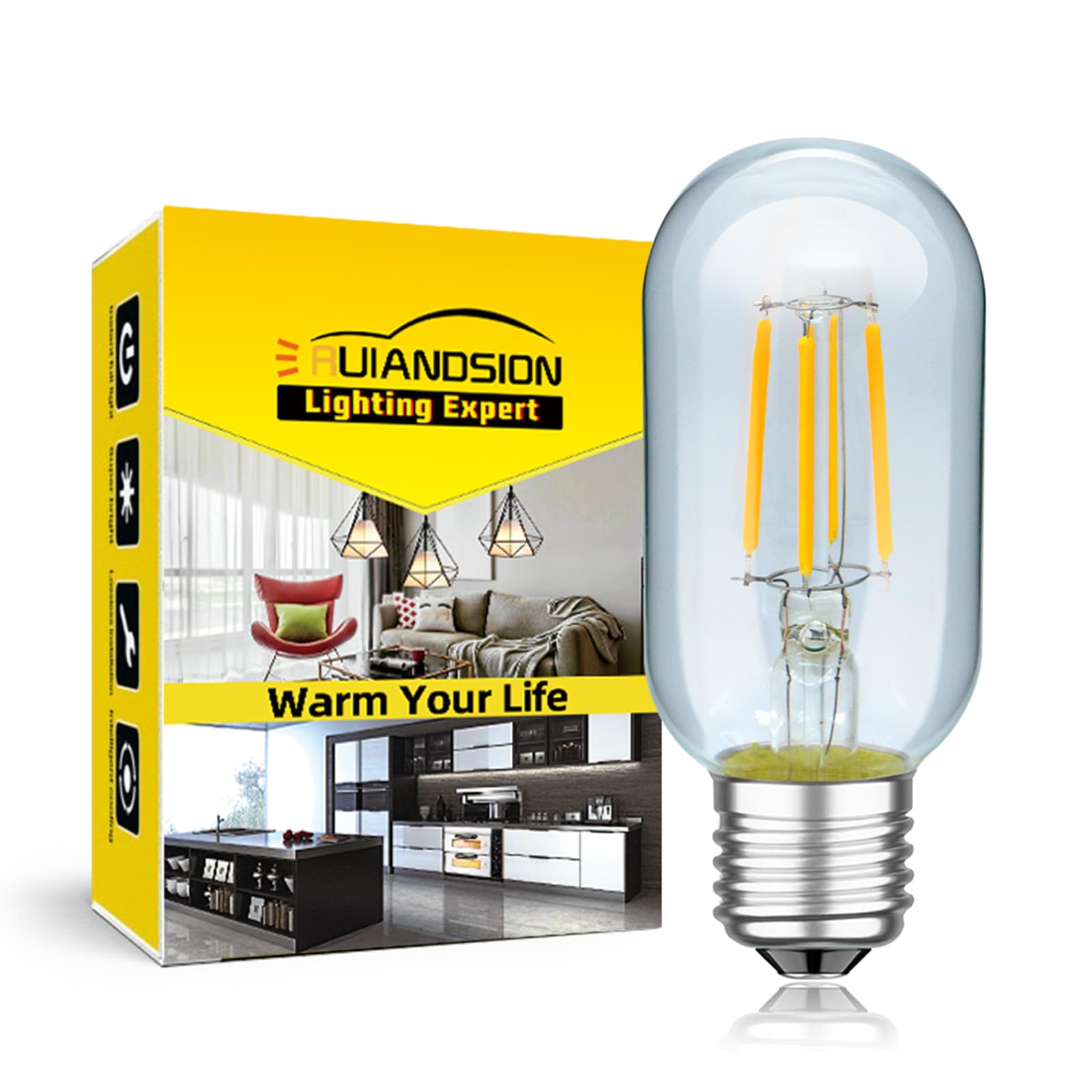 Ruiandsion 5V E27 LED Bulb 1-Pack, Low Voltage Light Bulb for RV Camping, Warm White 2700K Filament Edison Lamp, Off-Grid Lighting for Cabin and Tent