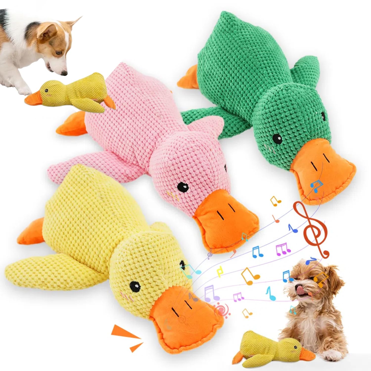 Koujut 2025 Upgraded Dog Toys, New Durable Calming Duck Toys, Dog Toys for Aggressive Chewers with Soft Squeaker, Fun for Indoor Puppies and Senior