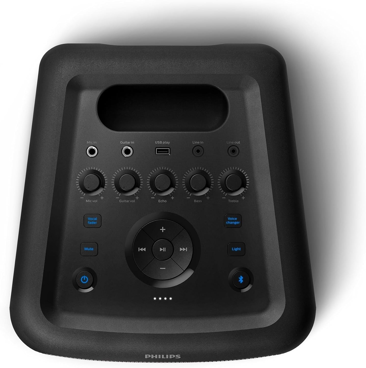 Philips X3206 Bluetooth Party Speaker with Deep bass, Up to 14 Hours Battery, Party Lights and Karaoke Effects, Microphone and Guitar Input, Audio-in, USB Charging, Built-in Trolley, TAX3206 - Image 3