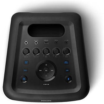 Philips X3206 Bluetooth Party Speaker - 14 Hours Play Time, Deep Bass, Party Lights, Karaoke Effects, Mic & Guitar Input, 80W Max Power, Black