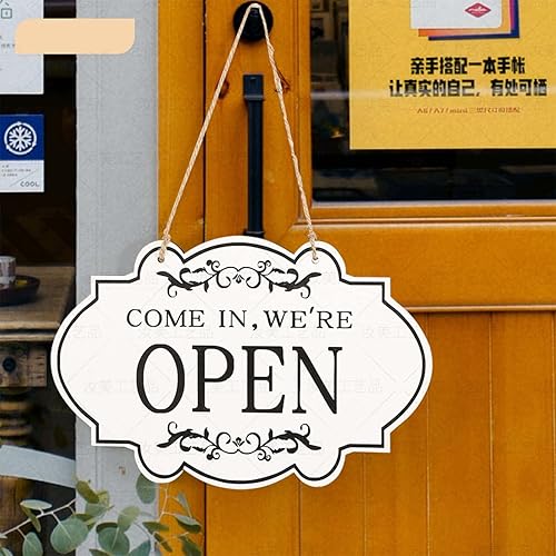 Miniatura 3 de Letrero de apertura cerrada para negocios con cuerda reversible de doble cara, letreros comerciales de tienda de 11.8 x 7.9 pulgadas, adecuados para