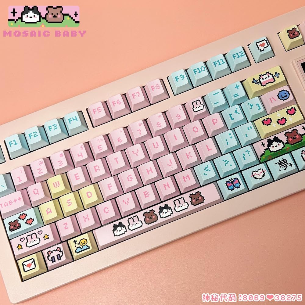 Pixel Mosaicbaby Keycap Set Kilo Studio Mechanical Keyboard Keycaps Cherry/KOA Profile PBT 5 Side DYE Sublimation Keys (cherrp Profile)