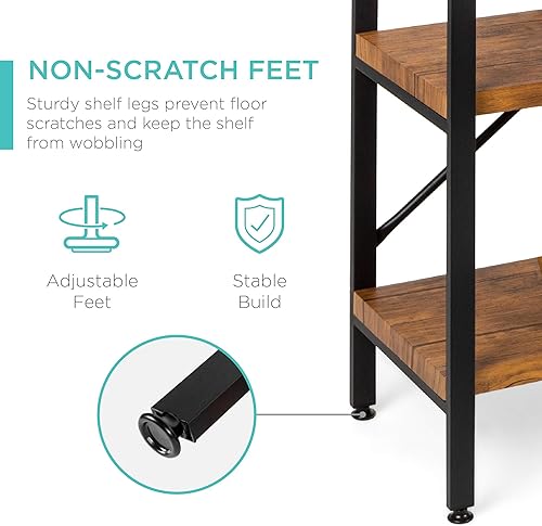 Miniatura 4 de Best Choice Products Mesa consola grande, 3 niveles de 55 pulgadas, rústica, mesa industrial para sofá de almacenamiento para sala de estar,