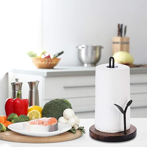 Miniatura 4 de Soporte para toallas de papel de pie, estante para colgar papel de cocina, organizador de toallas de papel de madera, dispensador de rollos para