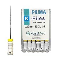Vista 10 de 18 puntas de acero inoxidable Piuma # 25/0.984 in de mano Archivos de endodoncia dental para eliminar la pared del conducto radicular y dragar
