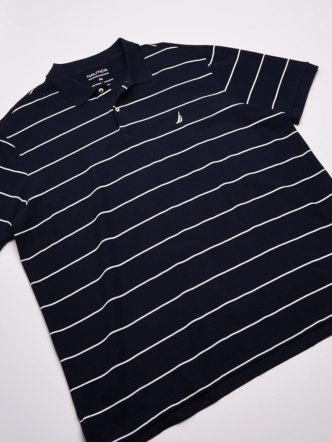Nautica Mens Classic Short Sleeve Striped Polo Shirt - Image 2