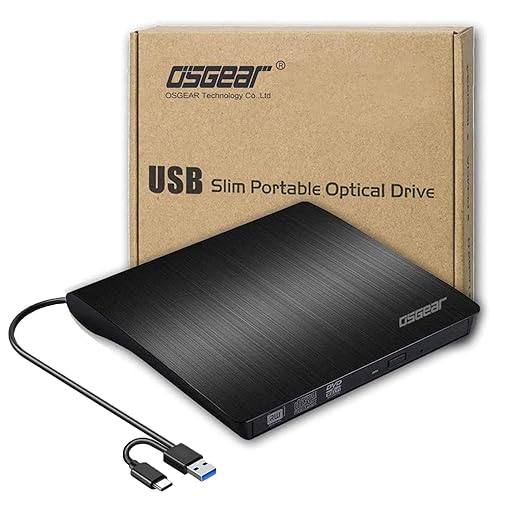 OSGEAR USB 3.0 External 8X DVDRW DVD CD RW ROM Burner Writer Drive Box Windows Mac Laptop Desktop PC Tray Loading Portable Enclosure Housing Slim Caddy Case Copy Clone Disc Software Support