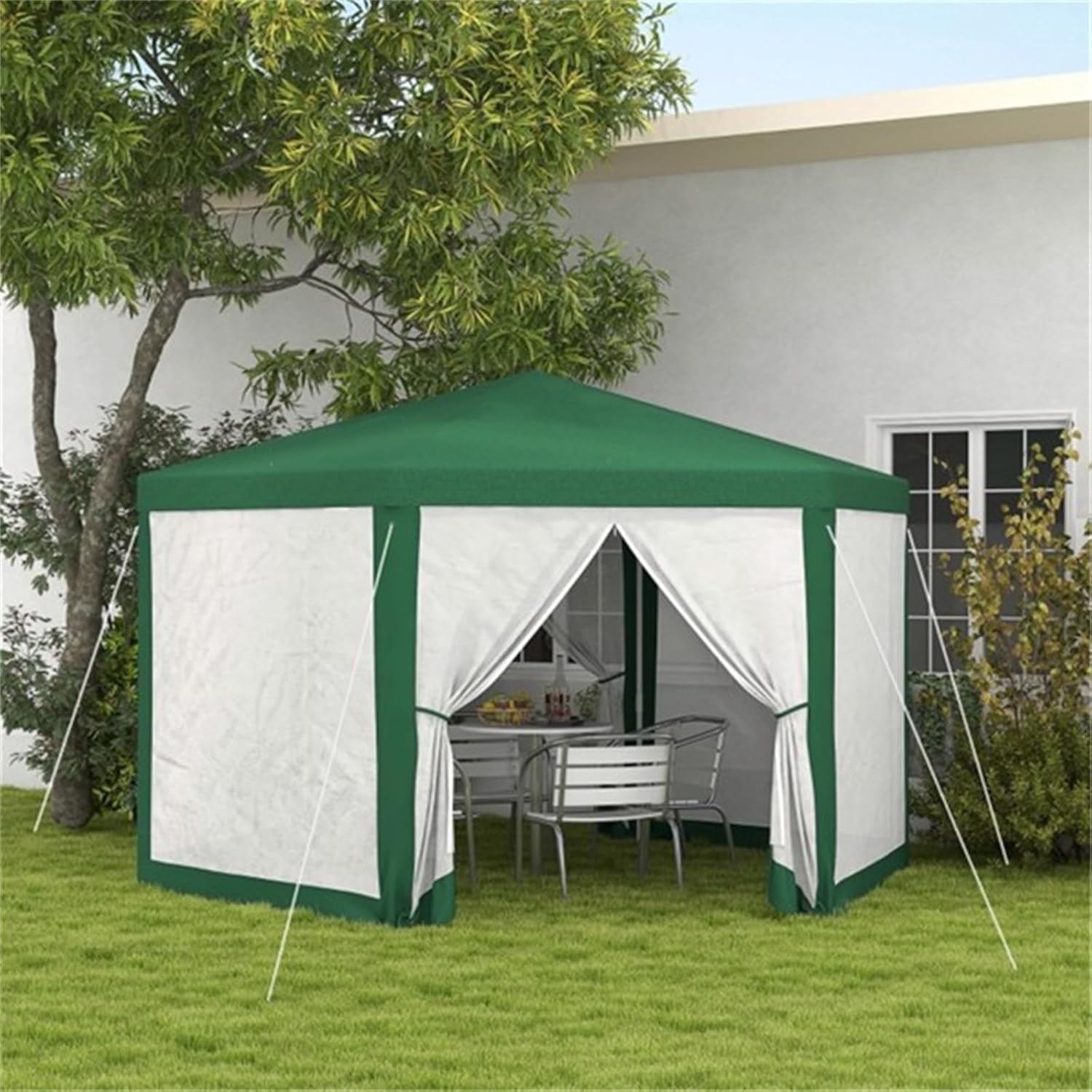 Camping Tent, Tent, Patio Gazebo, Outdoor Camping, 2 Zipper Doors, 6 Drainage Holes on Top, Perfect for Backyard and Parties, Sporting Events, Green