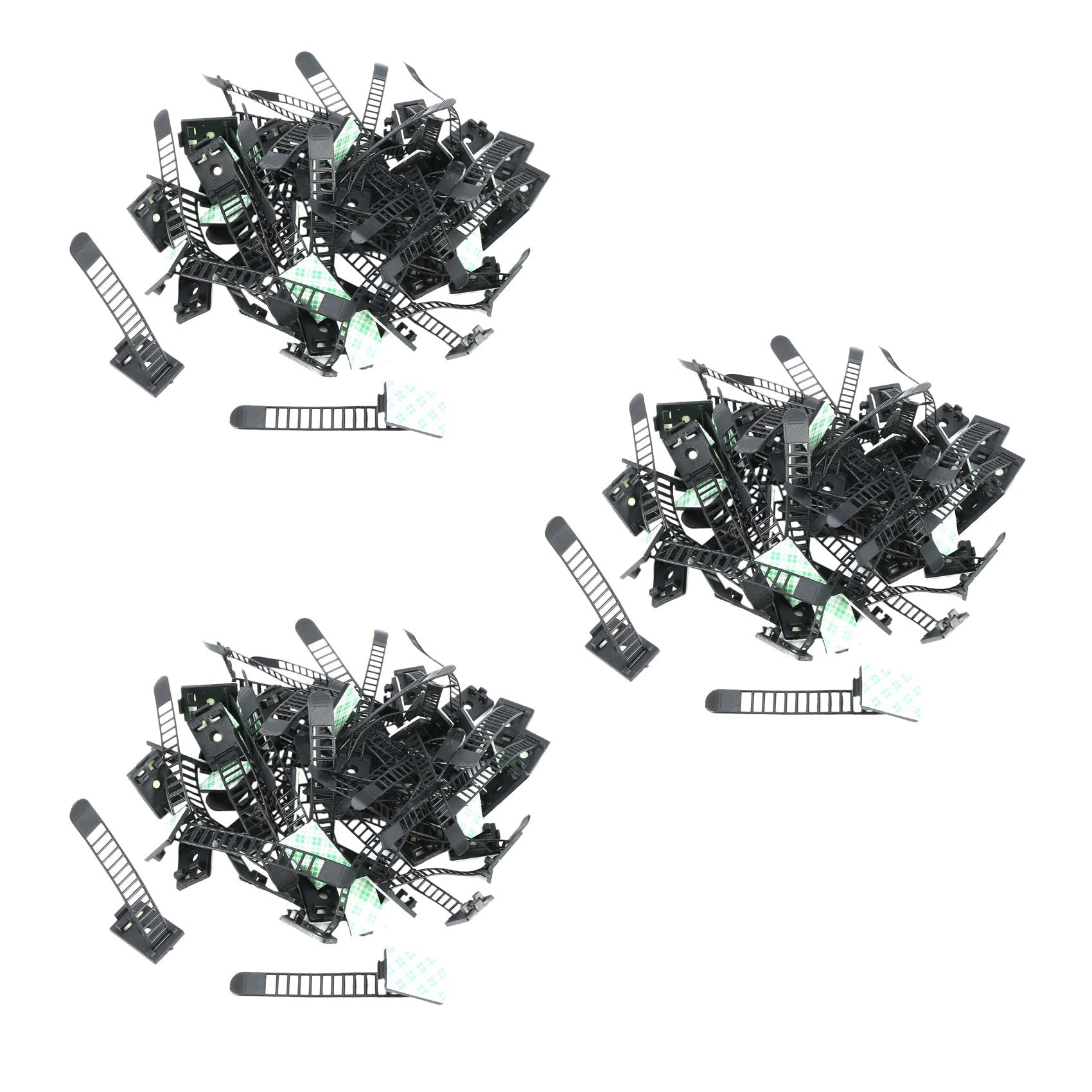 Jnchdghwa Black 150Pcs 2 Sizes Adjustable Self-Adhesive Nylon Cable Ties Cord Clamp For Wire Management, Large And Small