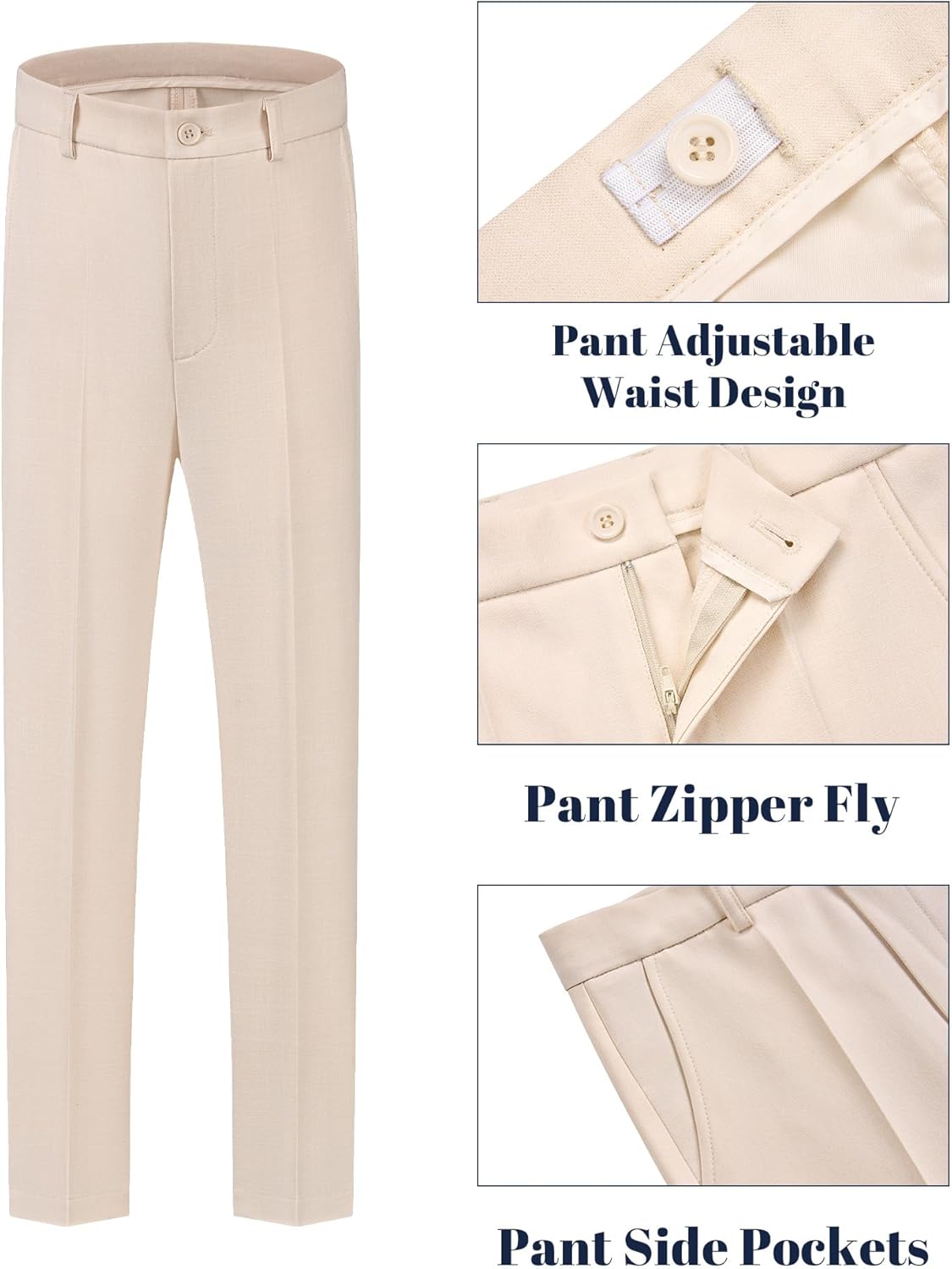WULFUL Boys' Slim Fit Suit 3 Pieces:Jacket, Pants, Shirt,Summer Suit Set for Teens Boys Wedding Beach