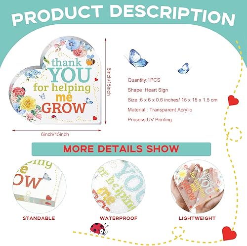 Miniatura 2 de Maitys Regalos de agradecimiento para profesores, recuerdo acrílico de corazón y pisapapeles para profesores de jardín de infantes de parte de