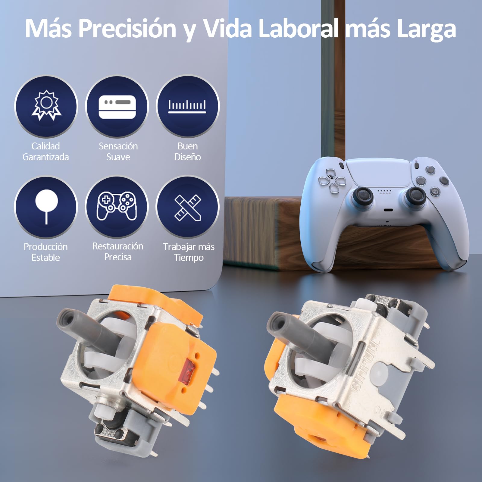 2 Uds Efecto Hall Joystick 3D para PS5 Mando Hall Kit de Reparación de Módulo Joystick Magnético Compatible con Play Station 5 PS5 2 Uds Cubierta Protectora para Joysticks 3D para PS5