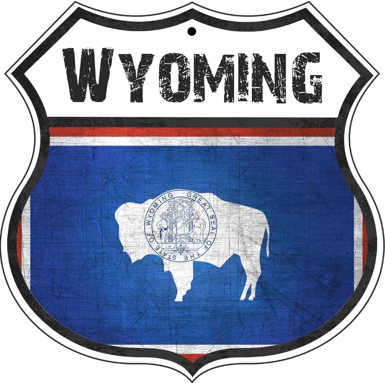 Wyoming USA Country Flag Novelty Highway Shield Man Cave Metal Sign