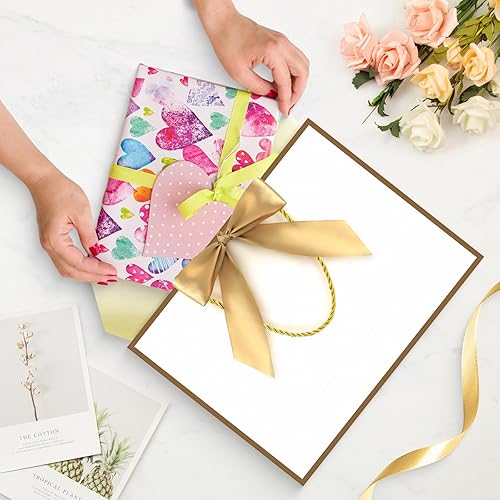 Miniatura 6 de JMANNI Bolsa de regalo, bolsas de regalo medianas con papel de seda, 2 bolsas de regalo de tamaño mediano con asa y lazo para cualquier cumpleaños,