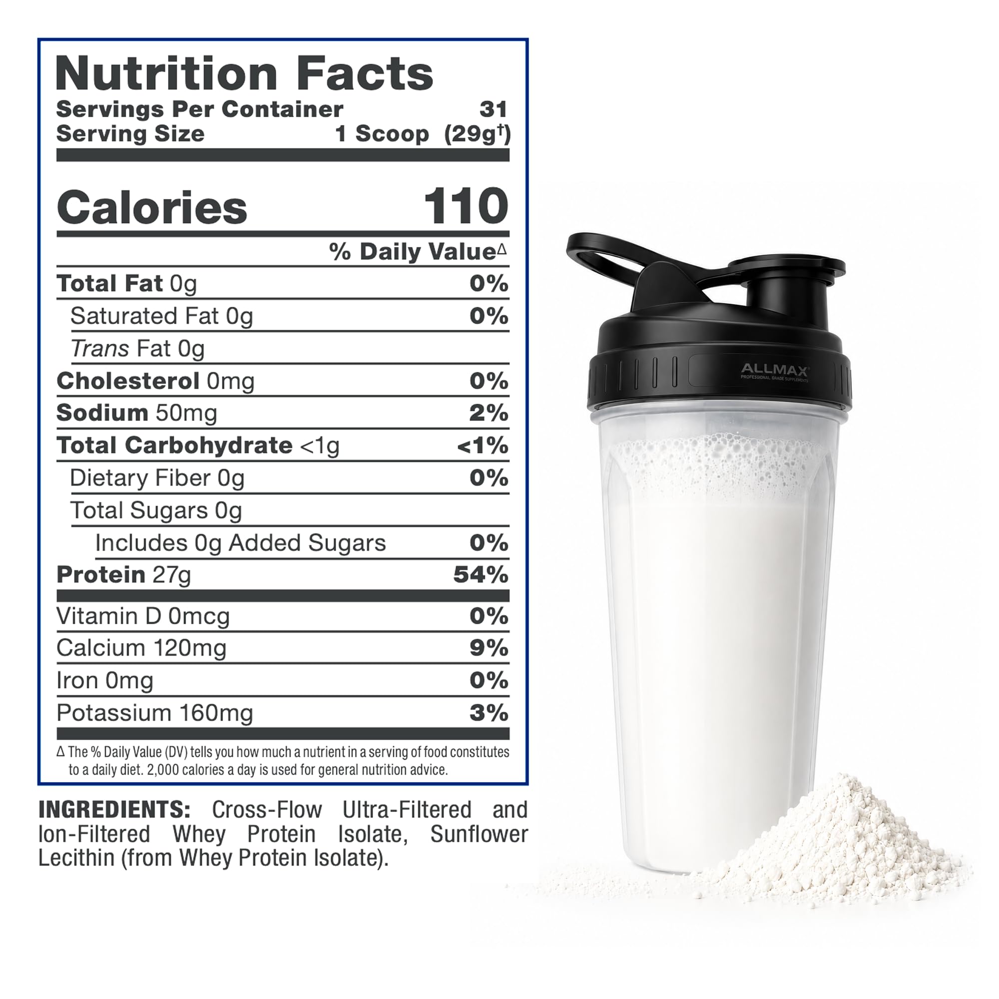ALLMAX ISONATURAL Protein Isolate Powder, Unflavored, 2 lb, 31 Servings — Amazon image 9