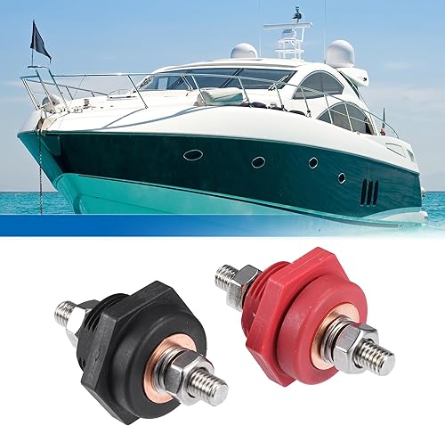 Miniatura 3 de uxcell 1 par de conectores de terminal de batería de panel de alta corriente de 3/8 pulgadas para camiones, automóviles, SUV, barcos
