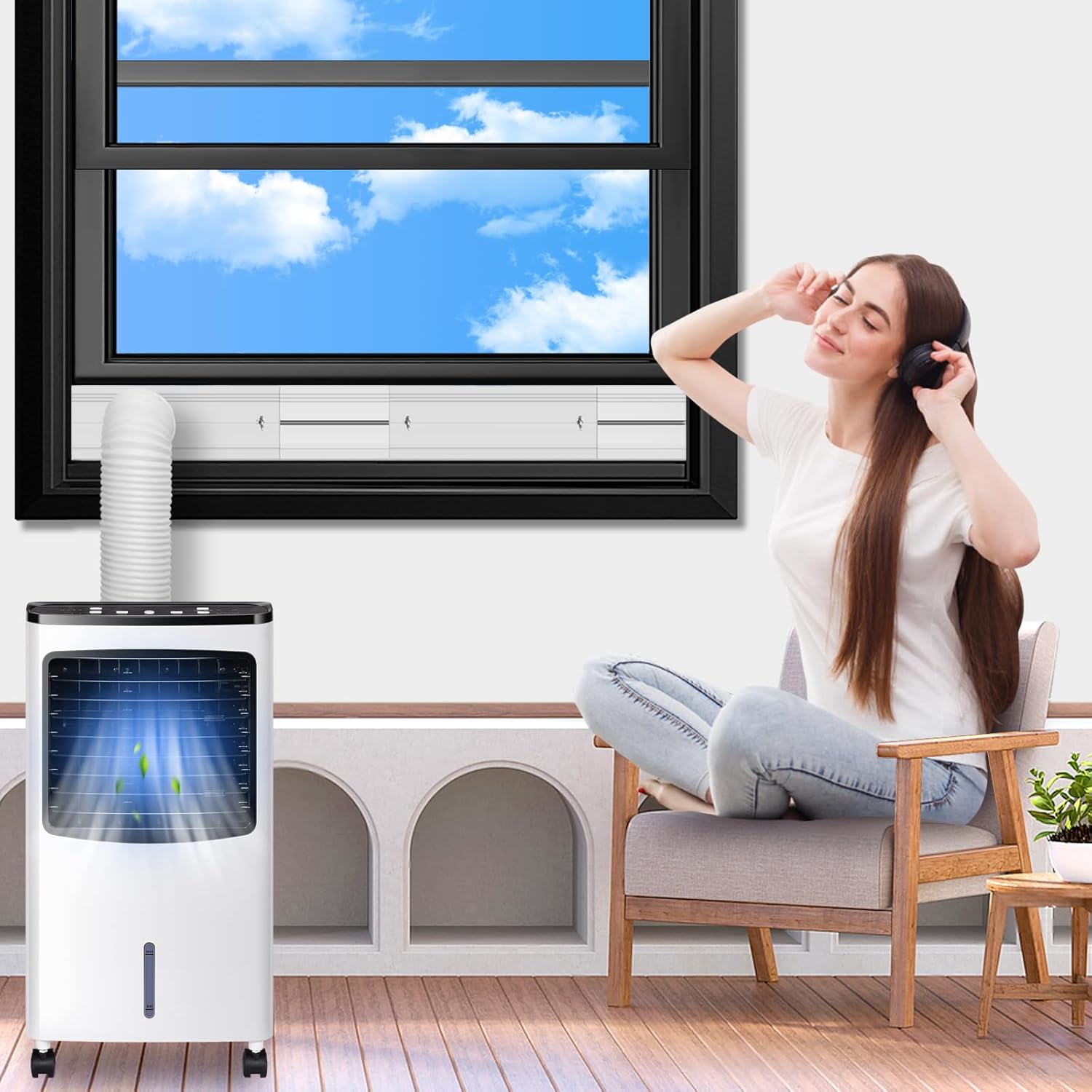 Portable AC Window Vent Kit with Universal Coupler for 5.1"/5.9" Exhaust Hose, Upgraded Mobile Air Conditioner Window Seal Kit with 4 Adjustable Seal Panels for Horizontal & Vertical Sliding Windows