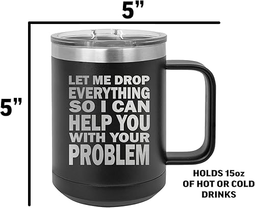 Miniatura 3 de Rogue River Tactical Divertida taza de café de acero inoxidable resistente con tapa, diseño sarcástico y sarcástico, diseño de broma novedosa, gran