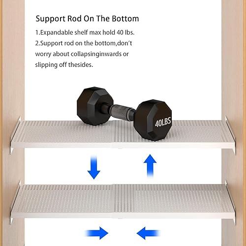 Miniatura 6 de SlimmKISS Estantes organizadores de tensión de armario expandibles, estante ajustable para gabinete, almacenamiento de armario, estantes divisores